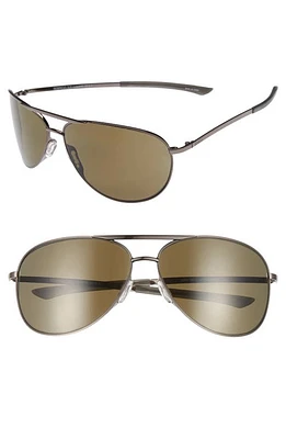 Smith Serpico Slim 2.0 65mm ChromaPop Polarized Aviator Sunglasses in Gunmetal/Grey Polar at Nordstrom