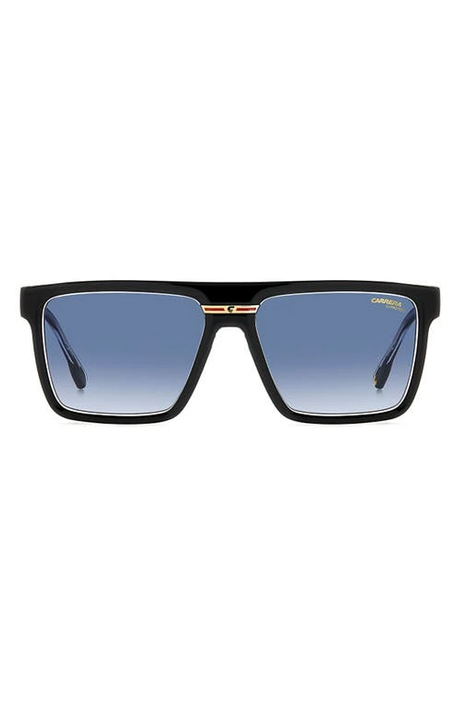 Carrera Eyewear Victory 58mm Gradient Flat Top Sunglasses in Black Crystal/Blue Shaded at Nordstrom