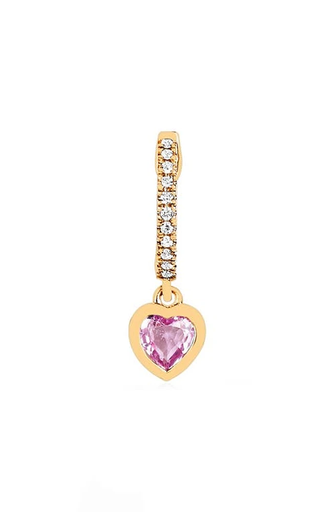 EF Collection Mini Heart Huggie Hoop Earring in 14K Yellow Gold Pink Sapphire at Nordstrom