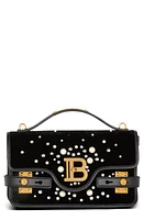 Balmain B-Buzz 24 Embellished Velvet Top Handle Bag in Eaz Black Multi at Nordstrom