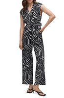 MANGO Belted Geometric Print Jumpsuit in Black at Nordstrom, Size X-Small