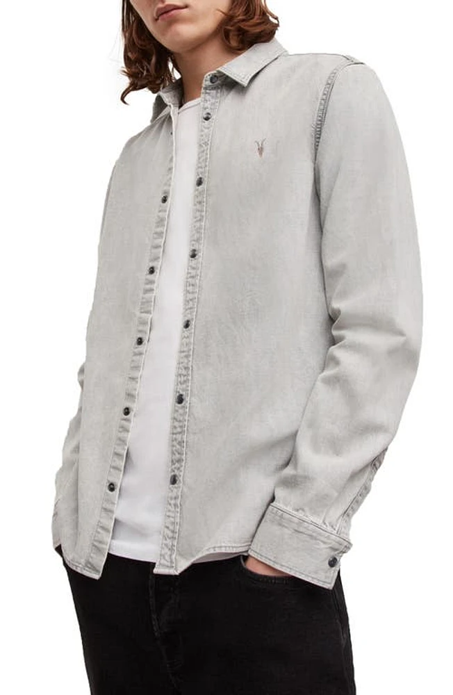 AllSaints Gleason Denim Shirt Grey at Nordstrom,