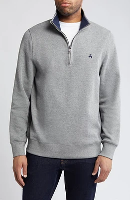 Brooks Brothers Rib Cotton Half Zip Pullover Gray at Nordstrom,