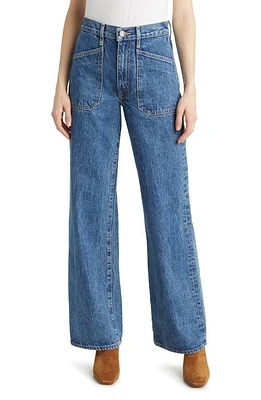 SLVRLAKE Grace Patch Pocket Wide Leg Jeans in Sweet Memory at Nordstrom, Size 32