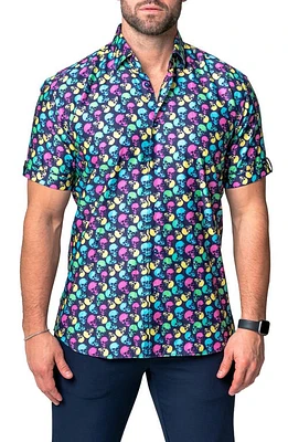 Maceoo Galileo Skull Regular Fit Short Sleeve Button-Up Shirt at Nordstrom