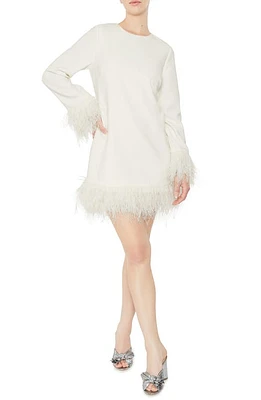 LIKELY Marullo Feather Trim Long Sleeve Dress at Nordstrom,