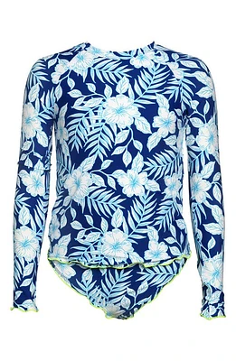 Hobie Kids' Lei Long Sleeve Two-Piece Rashguard Swimsuit Sailor Blue at Nordstrom,