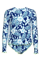 Hobie Kids' Lei Long Sleeve Two-Piece Rashguard Swimsuit Sailor Blue at Nordstrom,