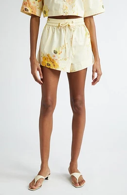 Zimmermann Lightburst Relaxed Floral Shorts Yellow at Nordstrom,