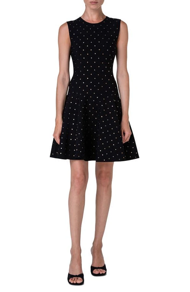 Akris punto Stud Detail Sleeveless Fit & Flare Dress Black at Nordstrom,