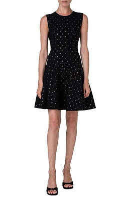 Akris punto Stud Detail Sleeveless Fit & Flare Dress Black at Nordstrom,