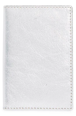 Comme des Garçons Wallets Metallic Leather Card Holder in Silver at Nordstrom