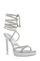 ALDO Izabella Ankle Wrap Platform Stiletto Silver at Nordstrom,