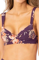 Maaji Bailey Reversible Vintage Flower & Dark Grape Undewire Bikini Top Purple at Nordstrom,