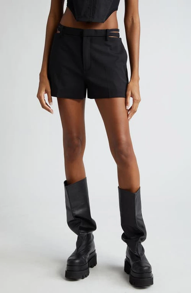 Dion Lee Gender Inclusive Lingerie Cutout Stretch Wool Shorts Black at Nordstrom,