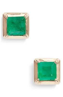 Anzie Cleo Melia Carre Emerald Stud Earrings in Green Gold at Nordstrom