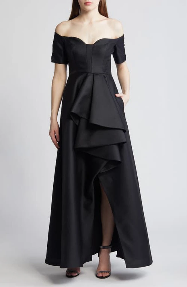 Black Halo Serafina Off the Shoulder High-Low Gown Noir Passion at Nordstrom,