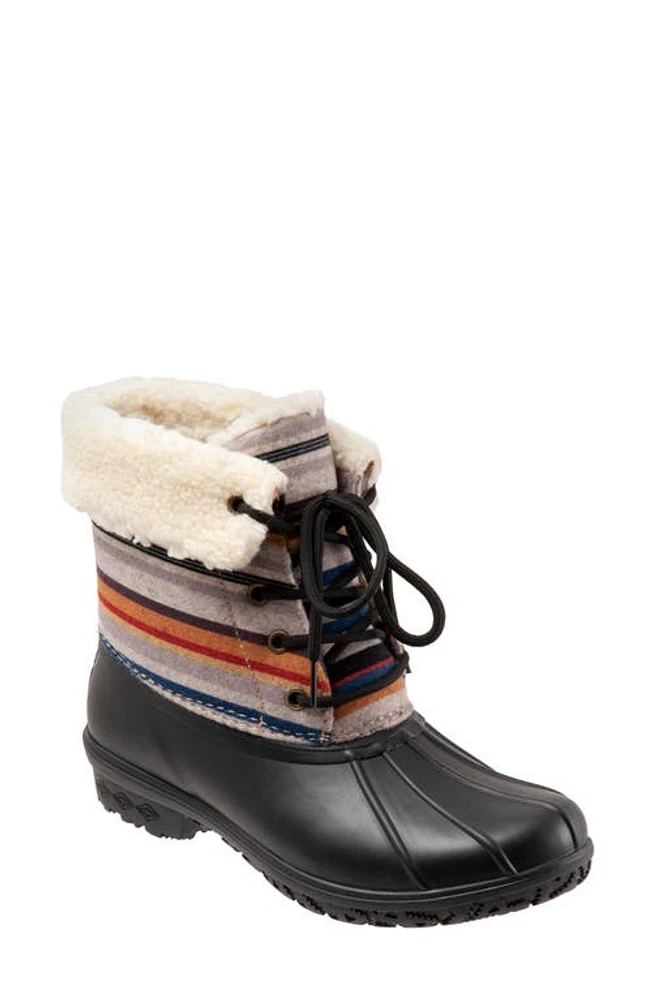 Pendleton Bridger Stripe Waterproof Faux Shearling Lined Boot Black at Nordstrom,