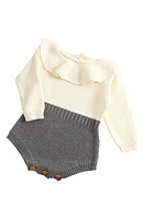 Ashmi & Co. Isabella Ruffle Collar Colorblock Knit Cotton Bodysuit at Nordstrom