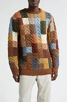 BEAMS Wool Crewneck Sweater Cable 92 at Nordstrom,