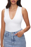 Good American Deep V-Neck Scuba Knit Thong Bodysuit at Nordstrom,