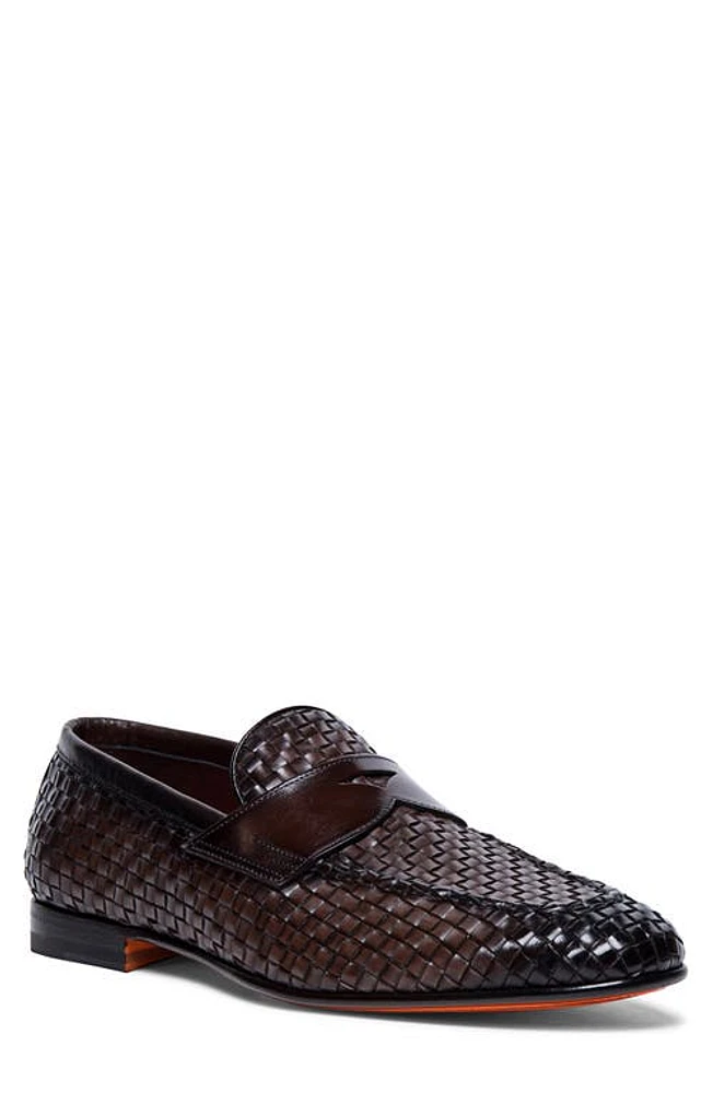 Santoni Gwendal Penny Loafer Dark Brown-T65 at Nordstrom,