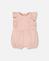 Deux Par Deux Baby Girl's Organic Cotton Ribbed Romper Mellow Rose at Nordstrom