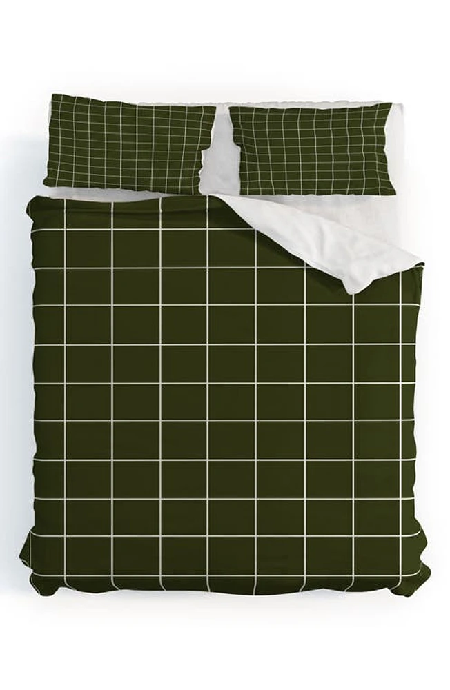 Deny Designs Grid Duvet Cover & Shams Set in Green at Nordstrom