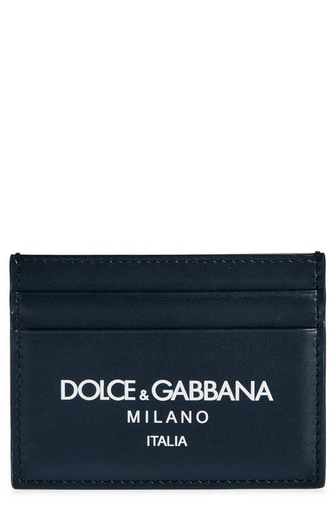 Dolce & Gabbana Milano Logo Leather Card Case in Blue Logo at Nordstrom