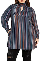 City Chic Illusion Stripe Tunic Top Midnight at