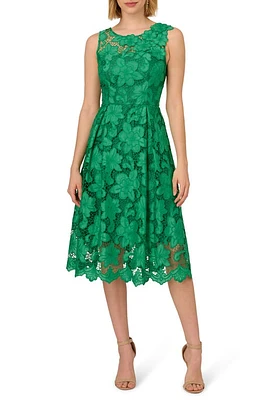 Adrianna Papell Floral Lace Fit & Flare Dress Green at Nordstrom,