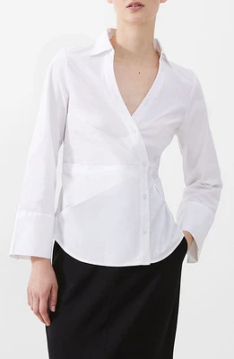 French Connection Isabelle Asymmetric Cotton Shirt Linen Whit at Nordstrom,