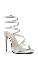 ALDO Katswirl Ankle Wrap Platform Sandal in Silver at Nordstrom, Size 9