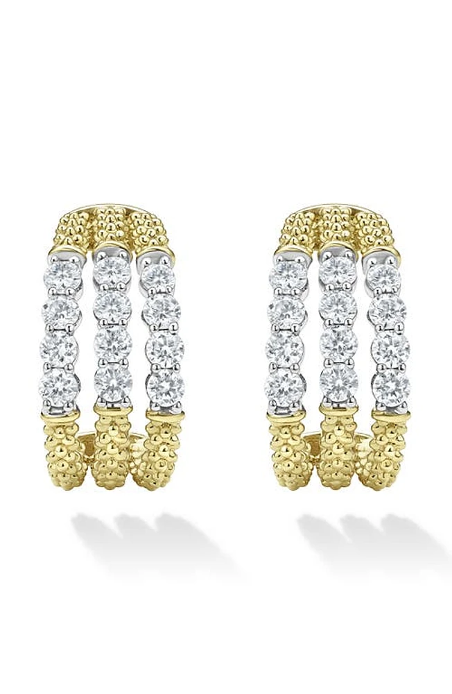 LAGOS Superfine Signature Caviar Diamond Half Hoop Earrings in Gold at Nordstrom