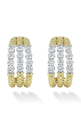 LAGOS Superfine Signature Caviar Diamond Half Hoop Earrings in Gold at Nordstrom