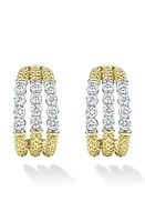 LAGOS Superfine Signature Caviar Diamond Half Hoop Earrings in Gold at Nordstrom