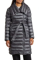 Via Spiga Asymmetric Belted Puffer Coat at Nordstrom,