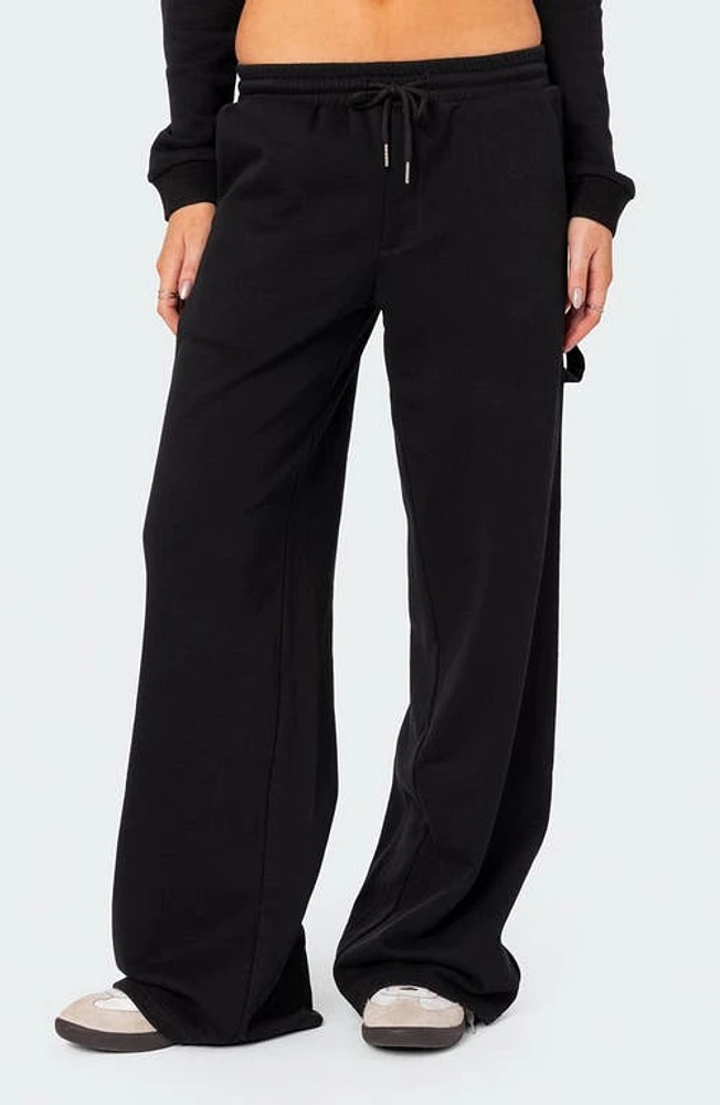 EDIKTED Annalise Straight Leg Sweatpants Black at Nordstrom,