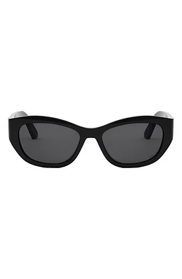 DIOR 30Montaigne B5U 54mm Oval Sunglasses in Shiny Black /Smoke at Nordstrom