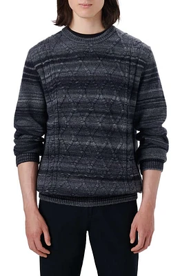 Bugatchi Diamond Stitch Wool Blend Sweater Caviar at Nordstrom,