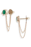 Anzie Bonheur Emerald Chain Stud Earrings in Yellow Gold/Green at Nordstrom