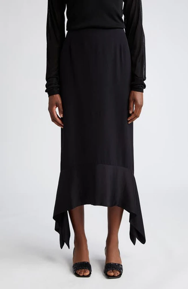 TOTEME Satin Sash Crepe Skirt Black at Nordstrom, Us