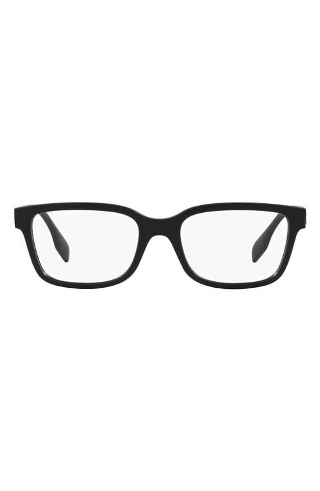 burberry Charlie 55mm Square Optical Glasses in Matte Black at Nordstrom