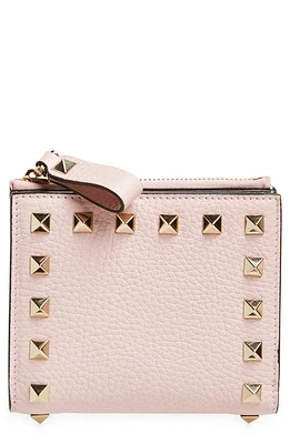 Valentino Garavani Rockstud Leather Bifold French Wallet in 16Q Rose Quartz at Nordstrom