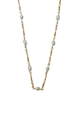 Argento Vivo Sterling Silver Freshwater Pearl Station Necklace in Gold at Nordstrom