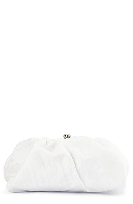 Olga Berg Queenie Woven Gathered Frame Clutch in White at Nordstrom