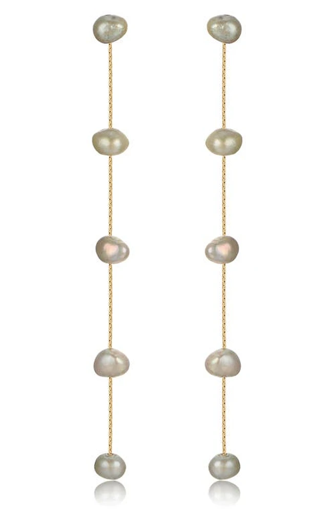 Ettika Dripping Freshwater Pearl Linear Drop Earrings in Olive at Nordstrom