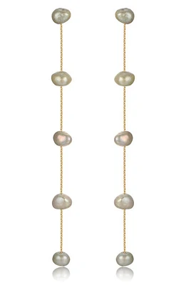 Ettika Dripping Freshwater Pearl Linear Drop Earrings in Olive at Nordstrom