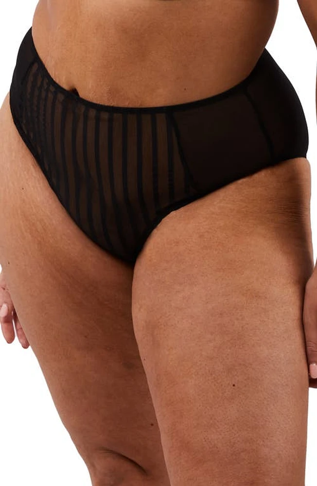 Playful Promises Curve High Waist Mesh Briefs in Black at Nordstrom, Size 5X-Large