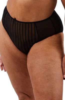 Playful Promises Curve High Waist Mesh Briefs in Black at Nordstrom, Size 5X-Large